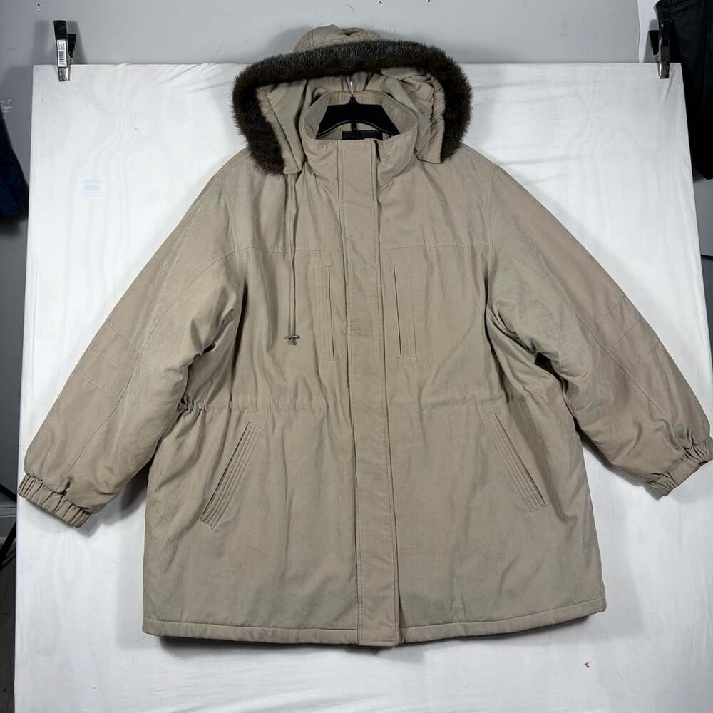 IZ Sport Winter Jacket Size 3X Tan Faux Fur Hood Parka Coat